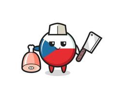 Illustration of czech flag badge character as a butcher vector
