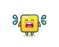 folder cartoon illustration with crying gesture vector