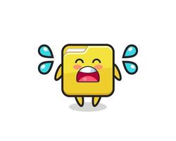 folder cartoon illustration with crying gesture vector