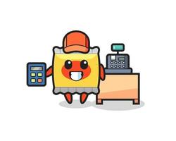 Ilustración de personaje de bocadillo como cajero. vector