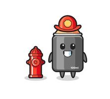 Mascot character of spray paint as a firefighter vector