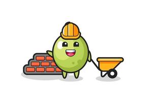 Cartoon character of olive as a builder vector