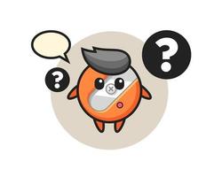 Cartoon Illustration of pencil sharpener with the question mark vector