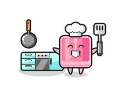 ilustración de personaje de perfume mientras un chef está cocinando vector