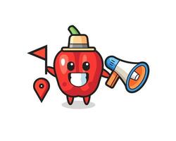 Character cartoon of red bell pepper as a tour guide vector