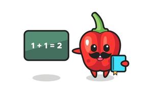 Illustration of red bell pepper character as a teacher vector