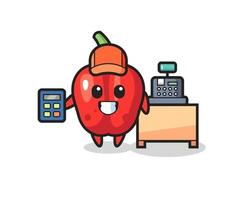 Illustration of red bell pepper character as a cashier vector