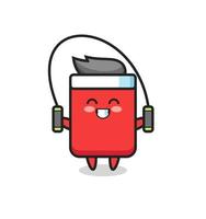 red card character cartoon with skipping rope vector
