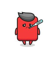 red card mascot character with fever condition vector