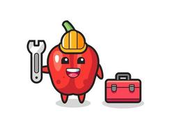 Mascot cartoon of red bell pepper as a mechanic vector