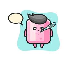 marshmallow mascot character with fever condition vector