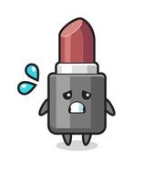 lipstick mascot character with afraid gesture vector