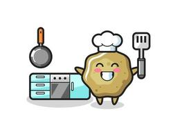 loose stools character illustration as a chef is cooking vector