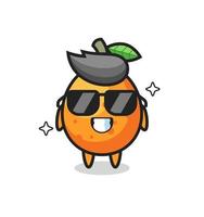 Cartoon mascot of kumquat with cool gesture vector