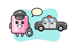 Cartoon mascot of marshmallow as a police vector