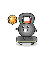 kettlebell character illustration ride a skateboard vector