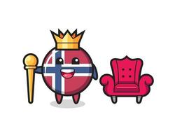 Mascot cartoon of norway flag badge as a king vector