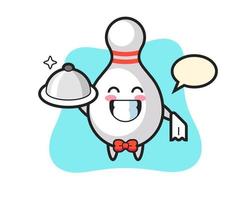 Character mascot of bowling pin as a waiters vector