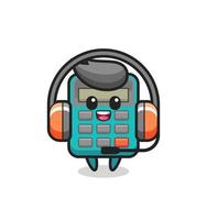 Cartoon mascot of calculator as a customer service vector