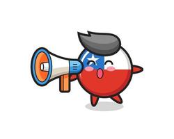 chile flag badge character illustration holding a megaphone vector