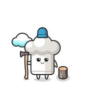 Character cartoon of chef hat as a woodcutter vector