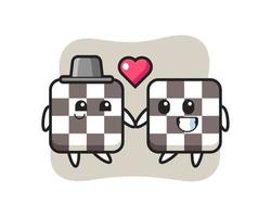 chess board cartoon character couple with fall in love gesture vector