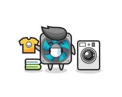 Mascot cartoon of computer fan with washing machine vector