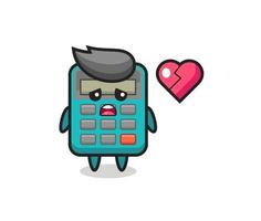calculator cartoon illustration is broken heart vector