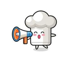 chef hat character illustration holding a megaphone vector