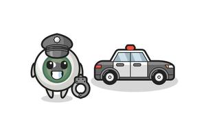 Cartoon mascot of eyeball as a police vector