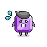 purple gemstone mascot character with afraid gesture vector