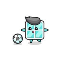 Illustration of window cartoon is playing soccer vector