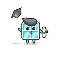 Illustration of window cartoon throwing the hat at graduation vector