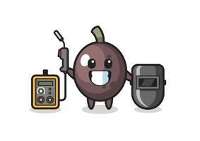 Character mascot of black olive as a welder vector