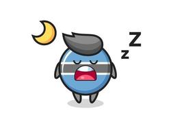 botswana flag badge character illustration sleeping at night vector