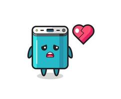 power bank cartoon illustration is broken heart vector