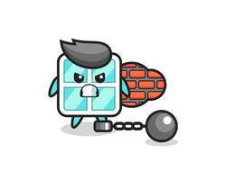 mascota de personaje de ventana como prisionero vector