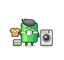 Mascot cartoon of bamboo with washing machine vector