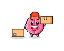 Mascot Illustration of brain as a courier vector