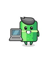 Mascot Illustration of bamboo with a laptop vector