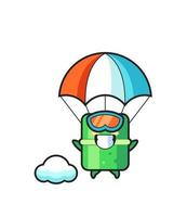 bamboo mascot cartoon is skydiving with happy gesture vector