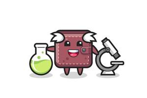 Mascot character of leather wallet as a scientist vector