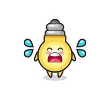 light bulb cartoon illustration with crying gesture vector