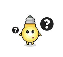 Cartoon Illustration of light bulb with the question mark