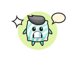 pillow character cartoon with shocked gesture vector