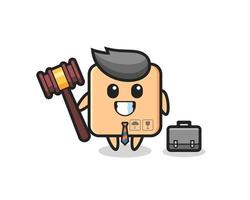 Illustration of cardboard box mascot as a lawyer