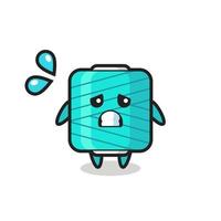 yarn spool mascot character with afraid gesture vector