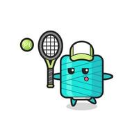 Cartoon character of yarn spool as a tennis player vector