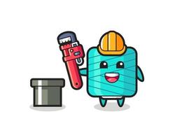 Character Illustration of yarn spool as a plumber vector