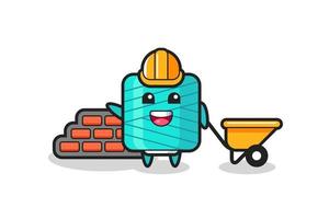 Cartoon character of yarn spool as a builder vector